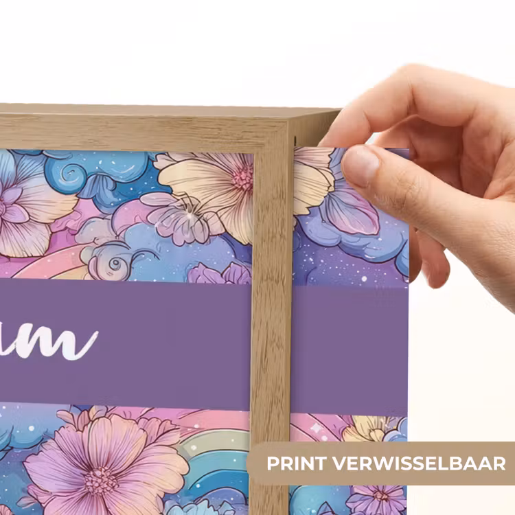 Regenbogen - Bloemen - Kleurrijk - Wolken Light Box met batterij (Wandlamp kind) middel -USP_websiteprintNL