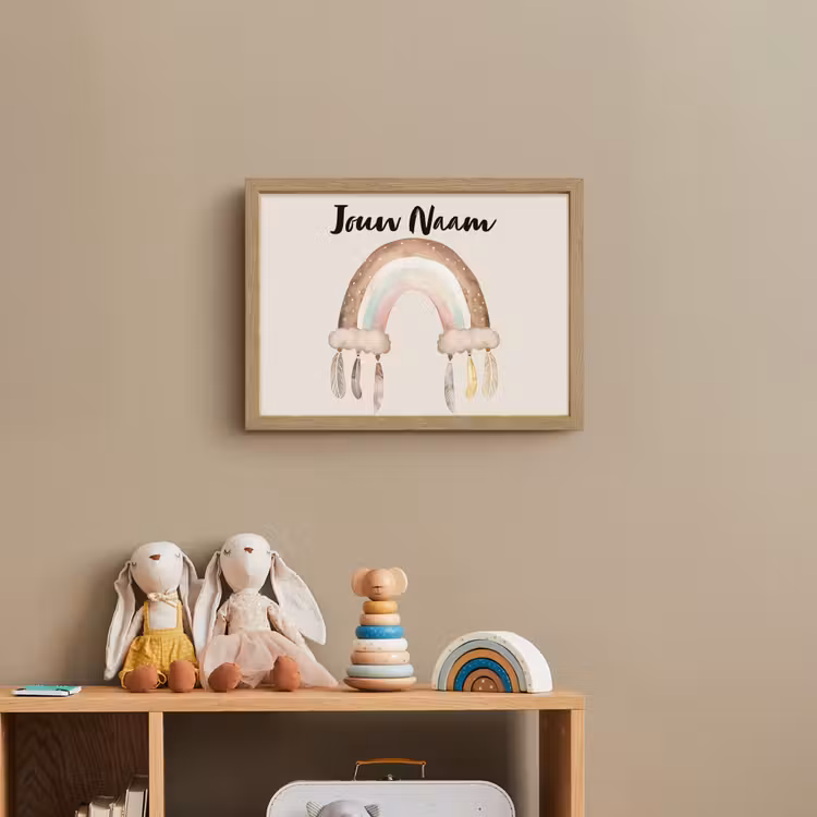 Regenboog - Bohemian - Boho - Pastel kleuren Light Box met batterij (Wandlamp kind) middel -sfeer2_kind