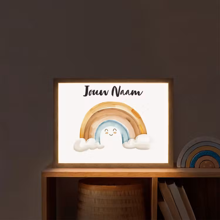 Regenboog - Pastel kleuren Light Box met batterij (Wandlamp kind) middel -sfeer1_kind