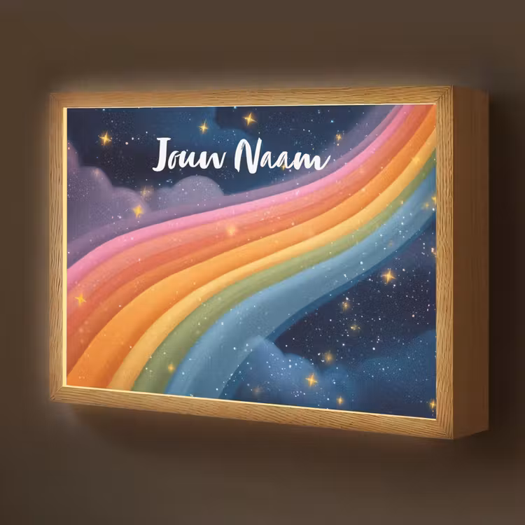Regenboog - Sterrenhemel - Kleurrijk Light Box met batterij (Wandlamp kind) middel -z3d_website