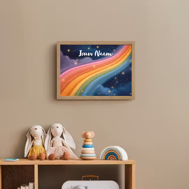 Regenboog - Sterrenhemel - Kleurrijk Light Box met batterij (Wandlamp kind) middel -sfeer2_kind