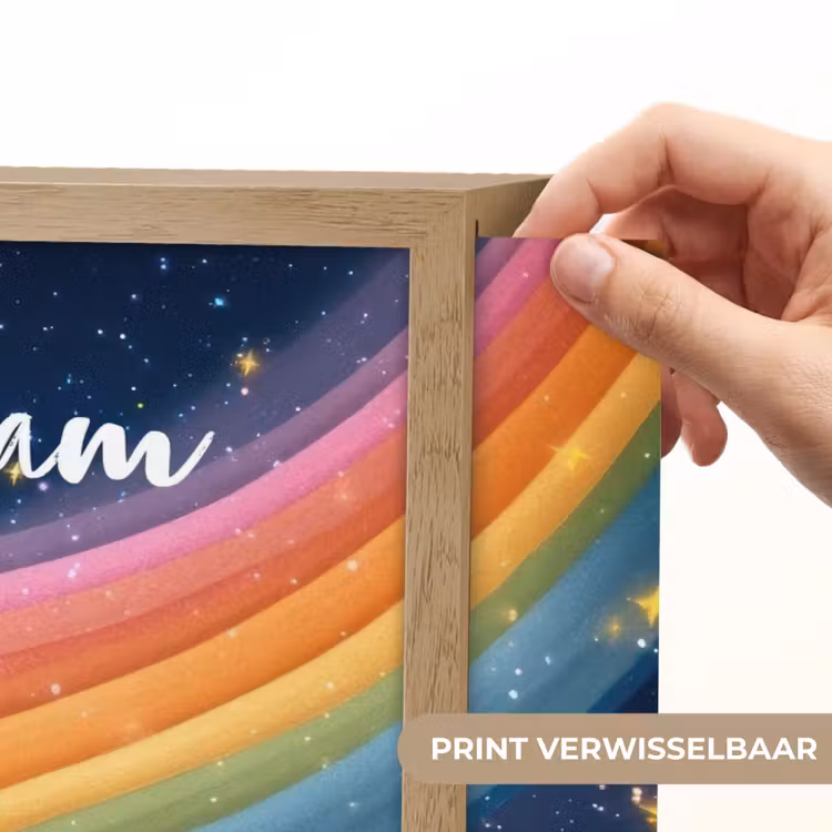 Regenboog - Sterrenhemel - Kleurrijk Light Box met batterij (Wandlamp kind) middel -USP_websiteprintNL