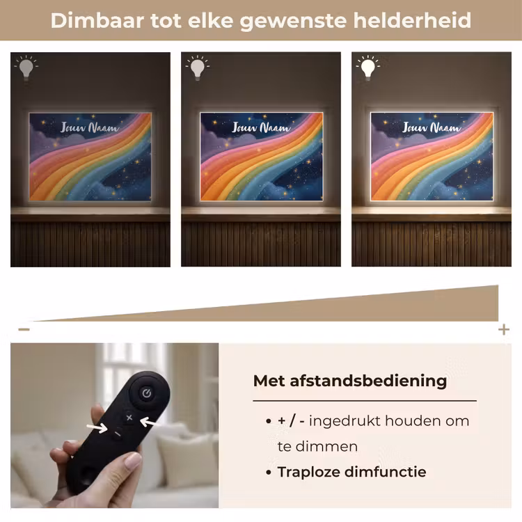 Regenboog - Sterrenhemel - Kleurrijk Light Box met batterij (Wandlamp kind) middel -USP_dimbaarNL