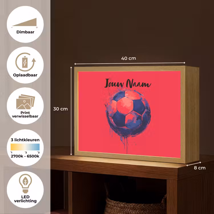 Rood - Voetbal - Abstract - Verfspatten Light Box met batterij (Wandlamp kind) middel -USP_websiteoverzichtNL