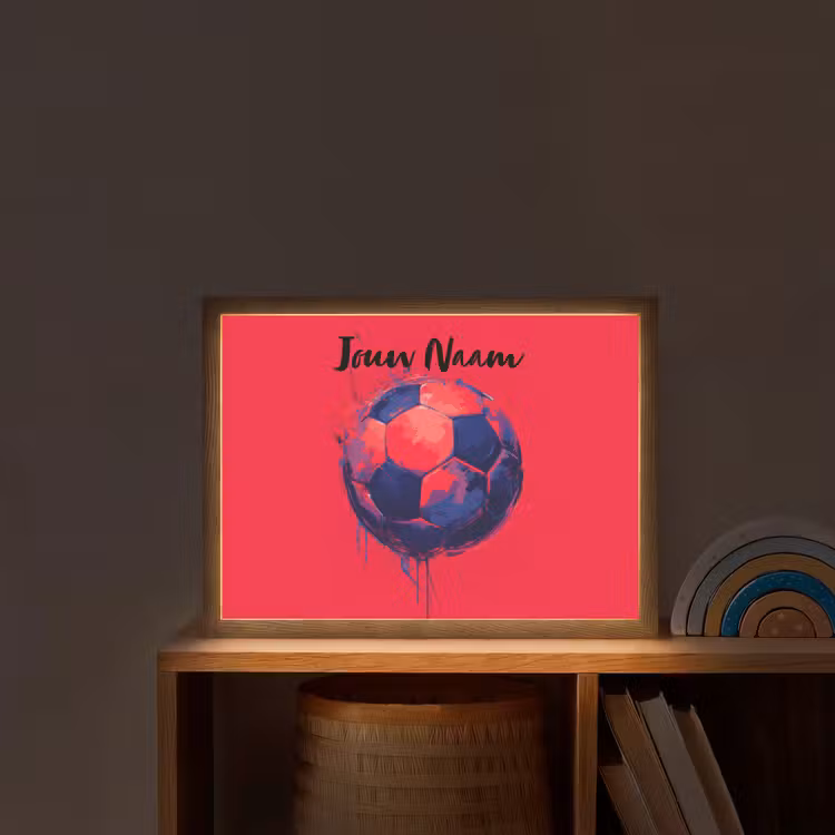 Rood - Voetbal - Abstract - Verfspatten Light Box met batterij (Wandlamp kind) middel -sfeer1_kind