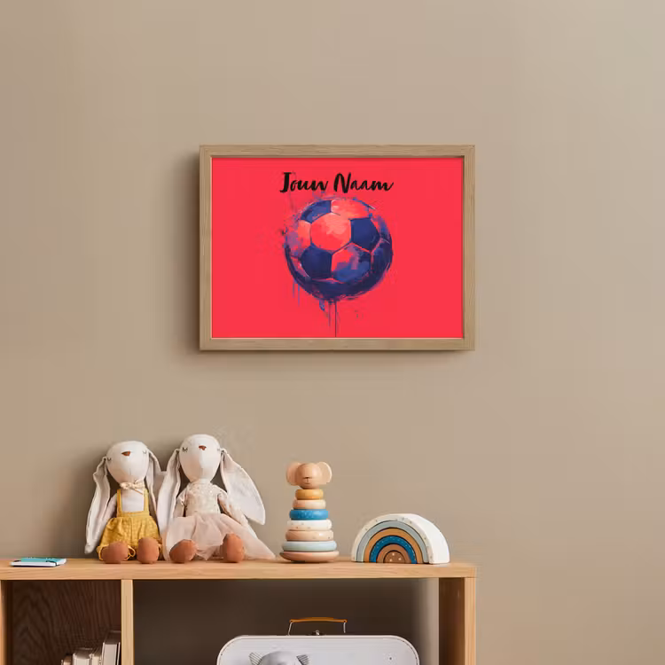 Rood - Voetbal - Abstract - Verfspatten Light Box met batterij (Wandlamp kind) middel -sfeer2_kind