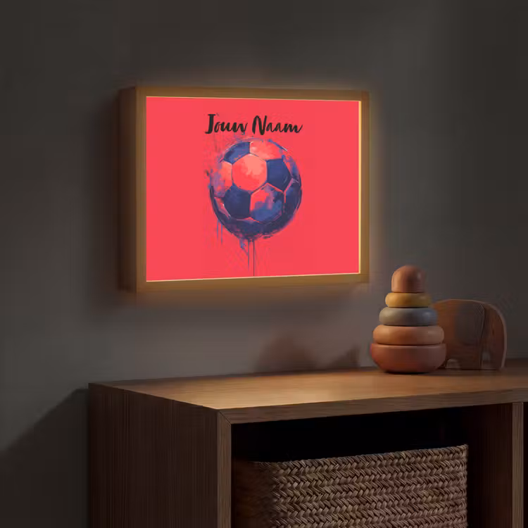 Rood - Voetbal - Abstract - Verfspatten Light Box met batterij (Wandlamp kind) middel -sfeer5_kind