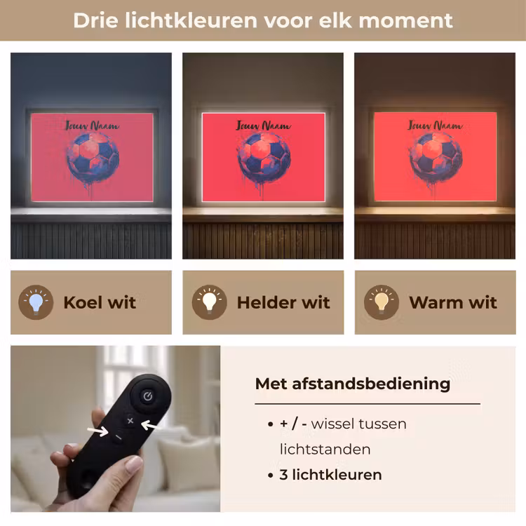 Rood - Voetbal - Abstract - Verfspatten Light Box met batterij (Wandlamp kind) middel -USP_lichtkleurNL