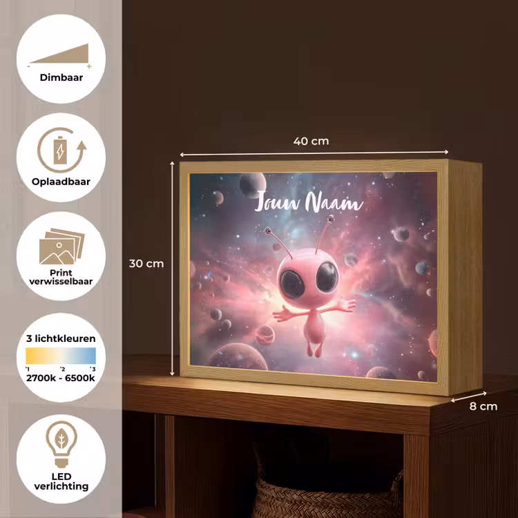 Roze - Alien - Planeten - Ruimte Light Box met batterij (Wandlamp kind) middel -USP_websiteoverzichtNL
