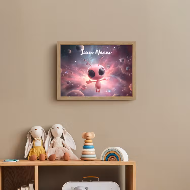 Roze - Alien - Planeten - Ruimte Light Box met batterij (Wandlamp kind) middel -sfeer2_kind