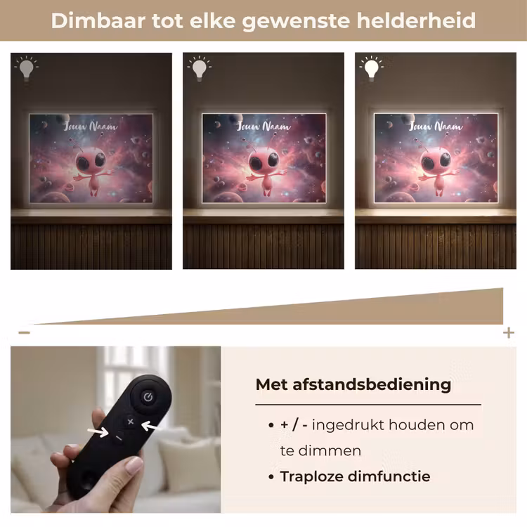 Roze - Alien - Planeten - Ruimte Light Box met batterij (Wandlamp kind) middel -USP_dimbaarNL
