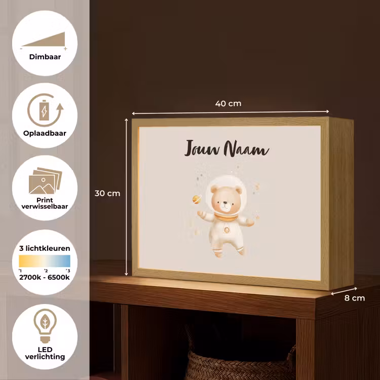 Ruimte - Sterren - Beige - Beer Light Box met batterij (Wandlamp kind) middel -USP_websiteoverzichtNL