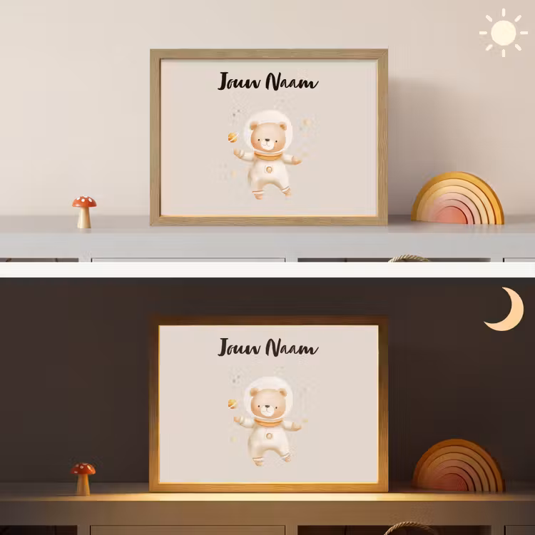 Ruimte - Sterren - Beige - Beer Light Box met batterij (Wandlamp kind) middel -sfeer3_kind
