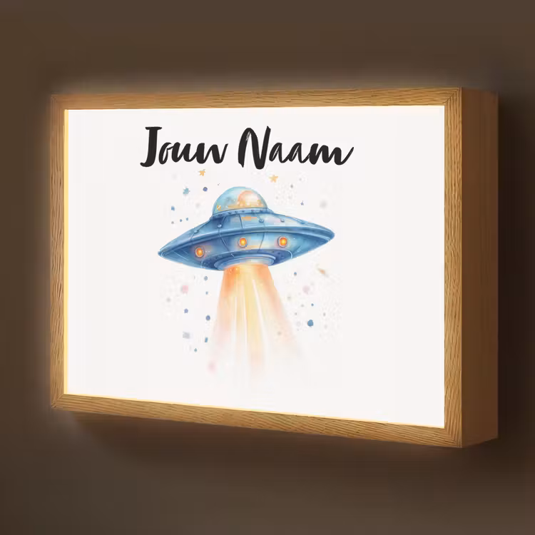 Ruimte - Ufo - Sterren Light Box met batterij (Wandlamp kind) middel -z3d_website