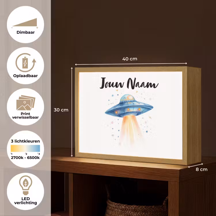 Ruimte - Ufo - Sterren Light Box met batterij (Wandlamp kind) middel -USP_websiteoverzichtNL