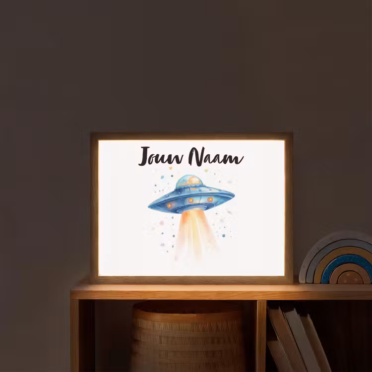 Ruimte - Ufo - Sterren Light Box met batterij (Wandlamp kind) middel -sfeer1_kind