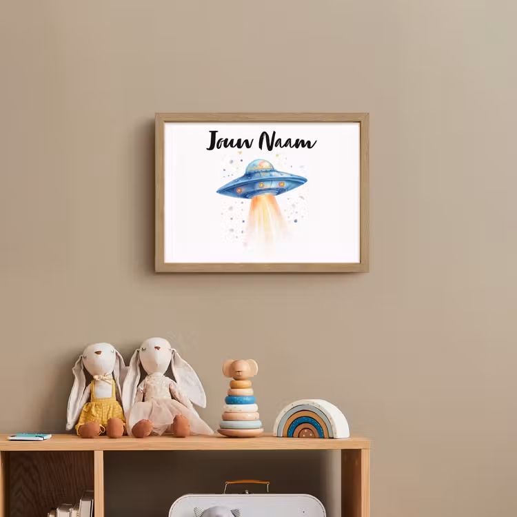 Ruimte - Ufo - Sterren Light Box met batterij (Wandlamp kind) middel -sfeer2_kind