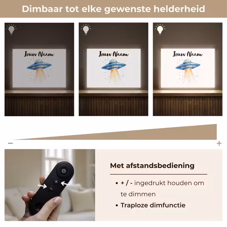 Ruimte - Ufo - Sterren Light Box met batterij (Wandlamp kind) middel -USP_dimbaarNL