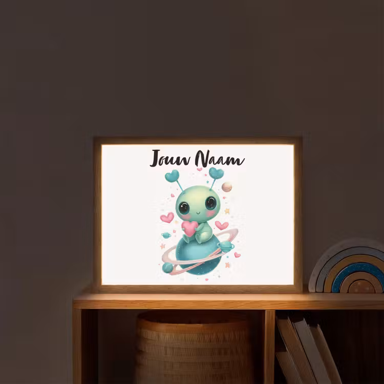Ruimte - Wezen - Hartjes - Planeet Light Box met batterij (Wandlamp kind) middel -sfeer1_kind