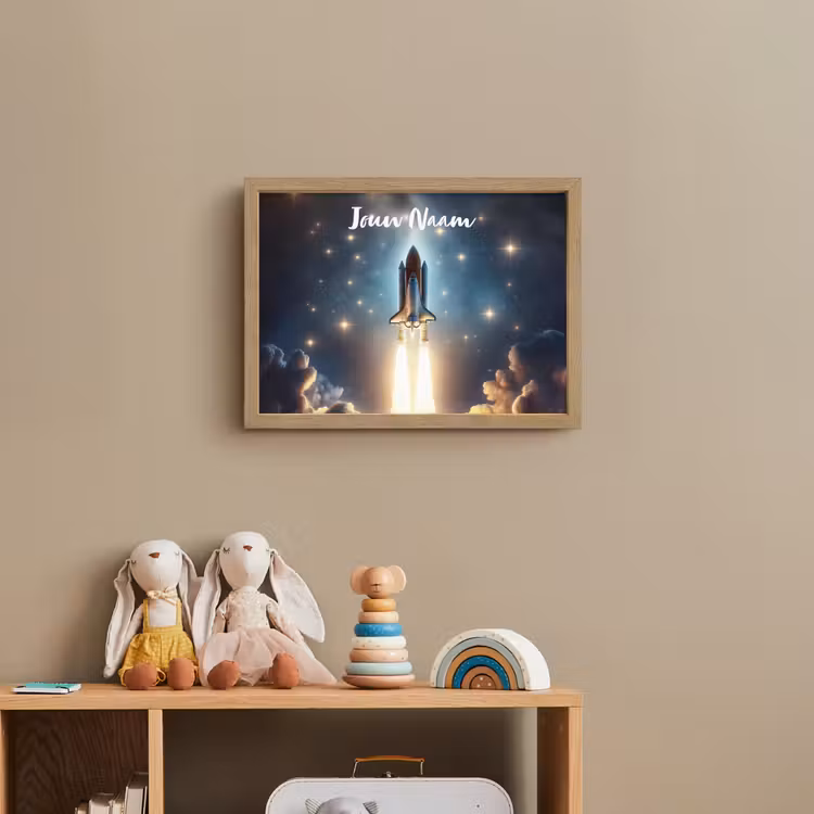 Ruimtevaart - Raket - Space - Sterren Light Box met batterij (Wandlamp kind) middel -sfeer2_kind