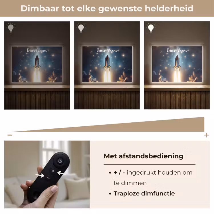 Ruimtevaart - Raket - Space - Sterren Light Box met batterij (Wandlamp kind) middel -USP_dimbaarNL