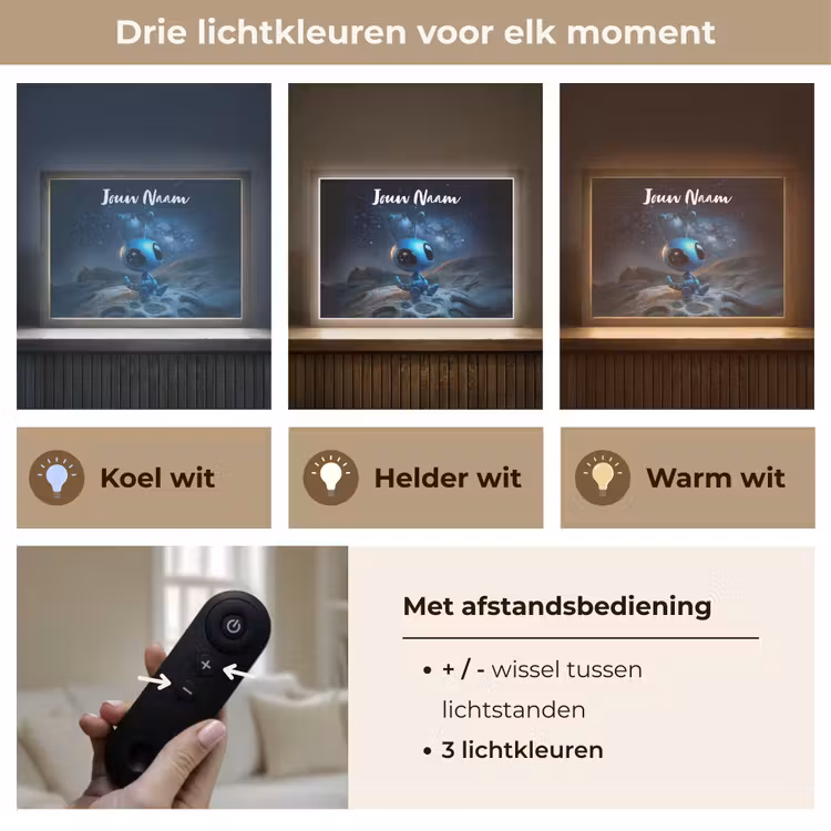 Ruimtewezen - Blauw - Galaxy Light Box met batterij (Wandlamp kind) middel -USP_lichtkleurNL