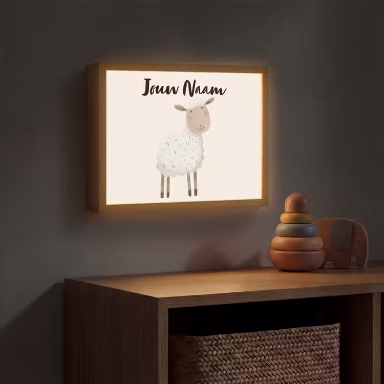 Schaap - Boerderij dier - Dieren Light Box met batterij (Wandlamp kind) middel -sfeer5_kind