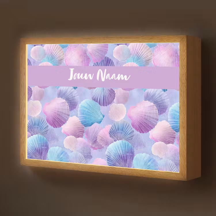 Schelpen - Paars - Blauw - Patroon Light Box met batterij (Wandlamp kind) middel -z3d_website