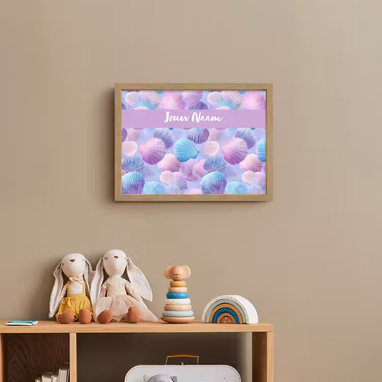Schelpen - Paars - Blauw - Patroon Light Box met batterij (Wandlamp kind) middel -sfeer2_kind