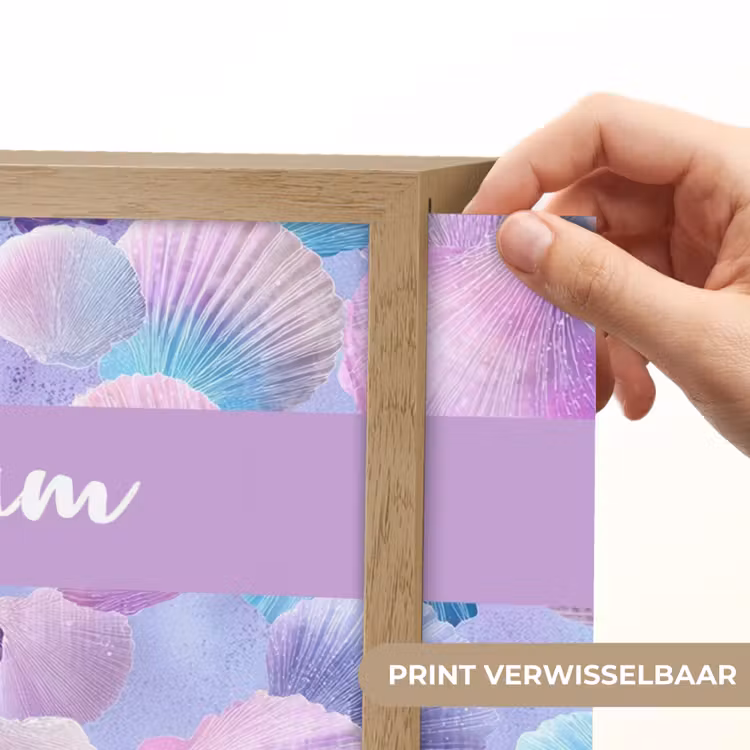 Schelpen - Paars - Blauw - Patroon Light Box met batterij (Wandlamp kind) middel -USP_websiteprintNL