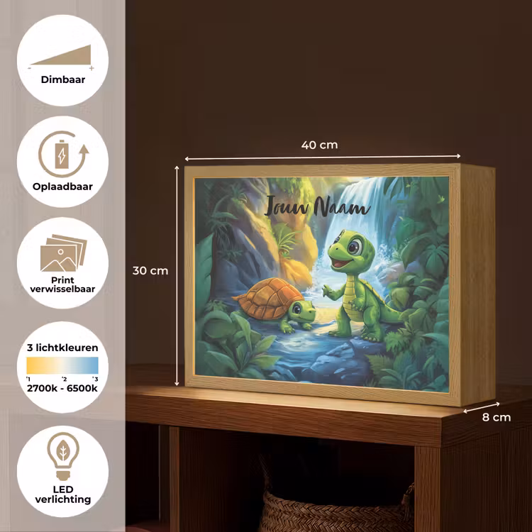Schildpad - Dino - Jungle - Waterval Light Box met batterij (Wandlamp kind) middel -USP_websiteoverzichtNL