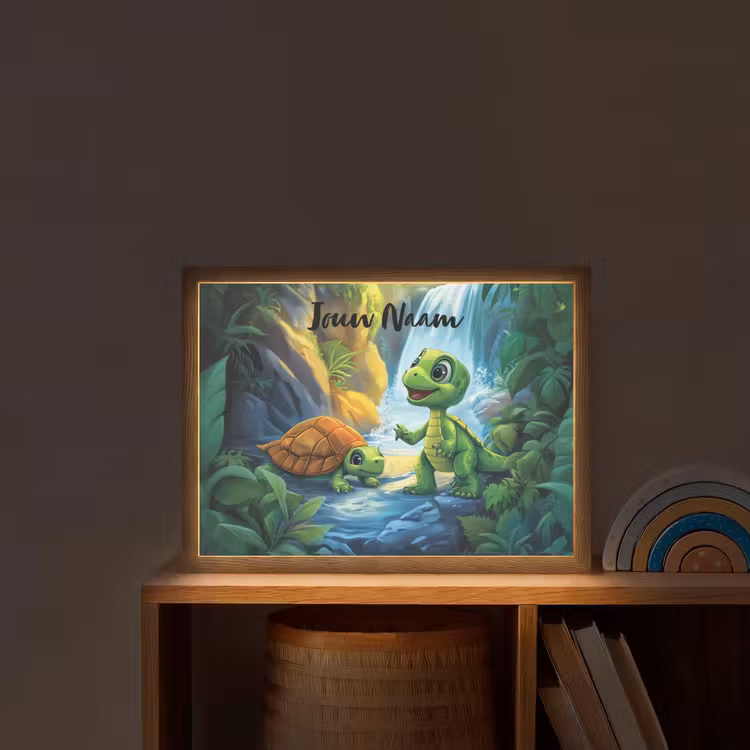 Schildpad - Dino - Jungle - Waterval Light Box met batterij (Wandlamp kind) middel -sfeer1_kind