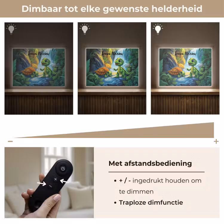 Schildpad - Dino - Jungle - Waterval Light Box met batterij (Wandlamp kind) middel -USP_dimbaarNL
