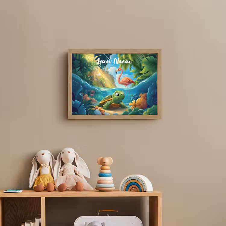 Schildpad - Flamingo - Tropisch - Oceaan Light Box met batterij (Wandlamp kind) middel -sfeer2_kind