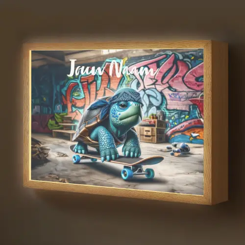 Schildpad - Graffiti - Skateboard - Jongens Light Box met batterij (Wandlamp kind) middel -z3d_website