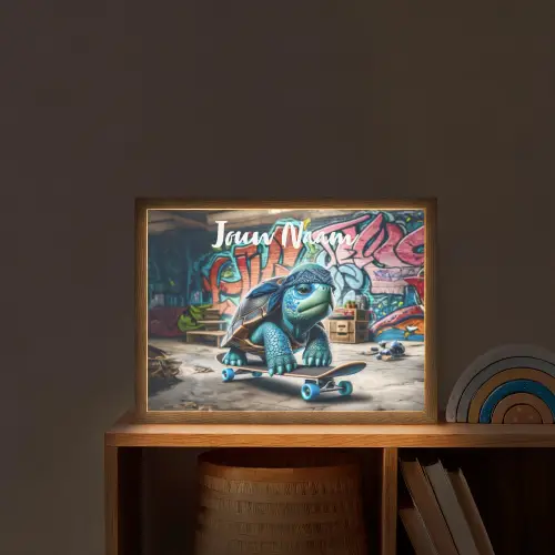 Schildpad - Graffiti - Skateboard - Jongens Light Box met batterij (Wandlamp kind) middel -sfeer1_kind