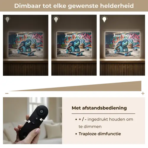Schildpad - Graffiti - Skateboard - Jongens Light Box met batterij (Wandlamp kind) middel -USP_dimbaarNL