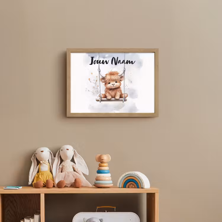 Schotse hooglander - Dier - Kinderen Light Box met batterij (Wandlamp kind) middel -sfeer2_kind