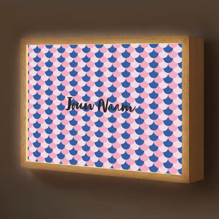 Schubben - Patroon - Blauw - Roze Light Box met batterij (Wandlamp kind) middel -z3d_website