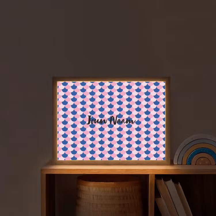 Schubben - Patroon - Blauw - Roze Light Box met batterij (Wandlamp kind) middel -sfeer1_kind