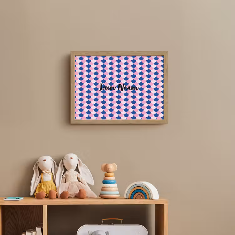 Schubben - Patroon - Blauw - Roze Light Box met batterij (Wandlamp kind) middel -sfeer2_kind