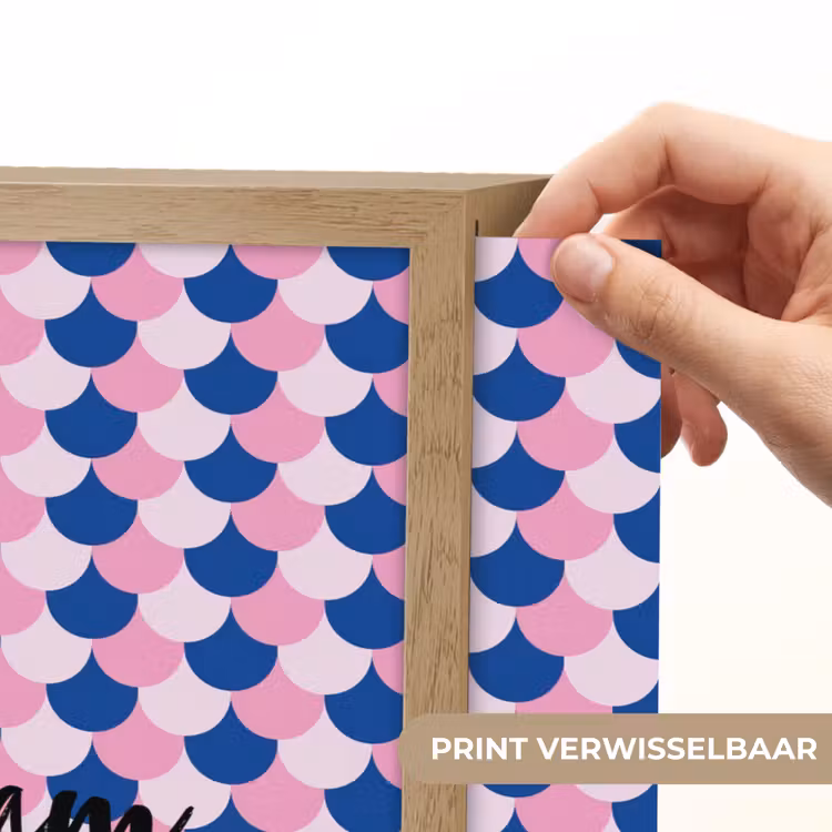 Schubben - Patroon - Blauw - Roze Light Box met batterij (Wandlamp kind) middel -USP_websiteprintNL