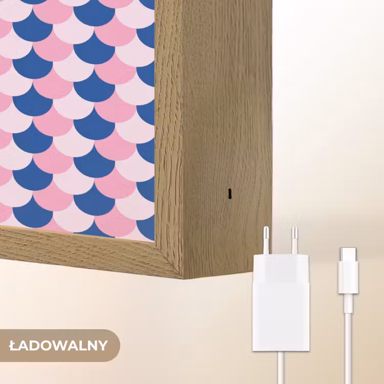 Schubben - Patroon - Blauw - Roze Light Box met batterij (Wandlamp kind) middel -USP_websiteoplaadbaarNL