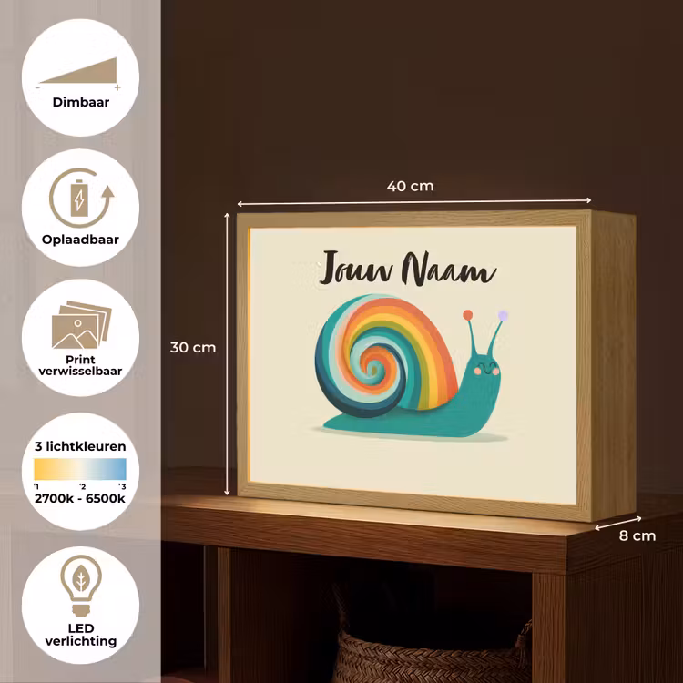 Slak - Regenboogschild - Groen Light Box met batterij (Wandlamp kind) middel -USP_websiteoverzichtNL