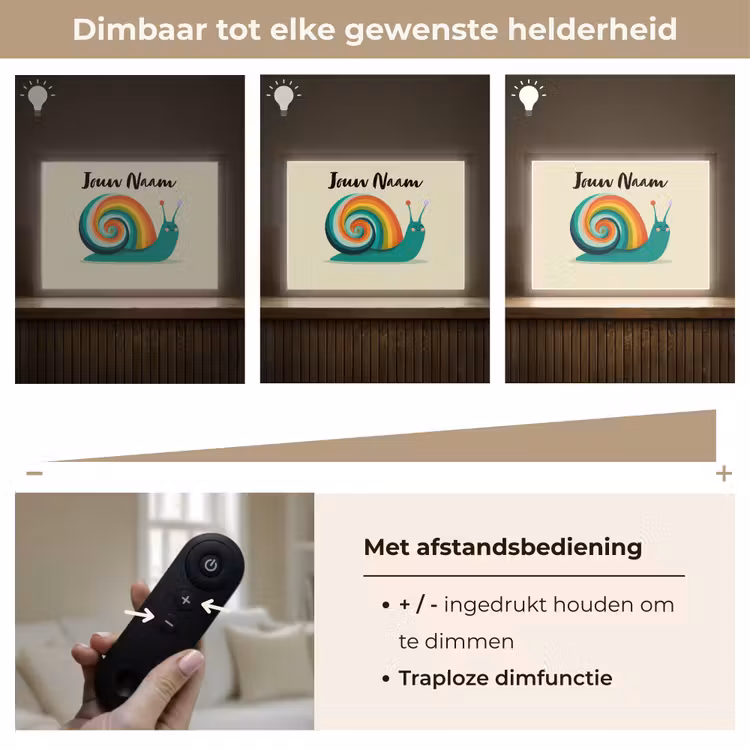 Slak - Regenboogschild - Groen Light Box met batterij (Wandlamp kind) middel -USP_dimbaarNL