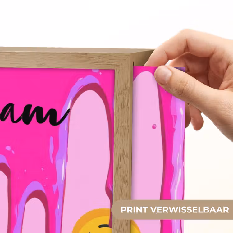 Smiley - Roze - Glazuur Light Box met batterij (Wandlamp kind) middel -USP_websiteprintNL