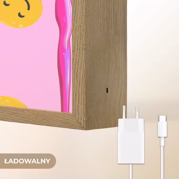 Smiley - Roze - Glazuur Light Box met batterij (Wandlamp kind) middel -USP_websiteoplaadbaarNL