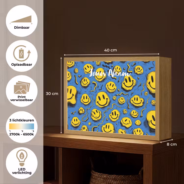 Smileys - Geel - Blauw Light Box met batterij (Wandlamp kind) middel -USP_websiteoverzichtNL