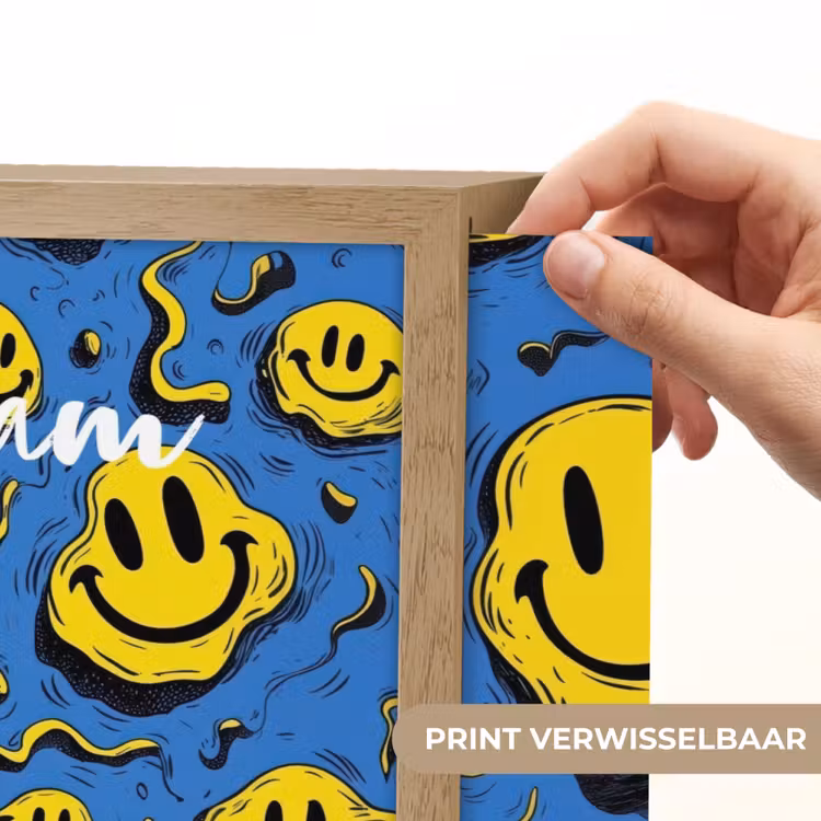 Smileys - Geel - Blauw Light Box met batterij (Wandlamp kind) middel -USP_websiteprintNL