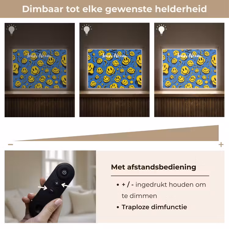 Smileys - Geel - Blauw Light Box met batterij (Wandlamp kind) middel -USP_dimbaarNL